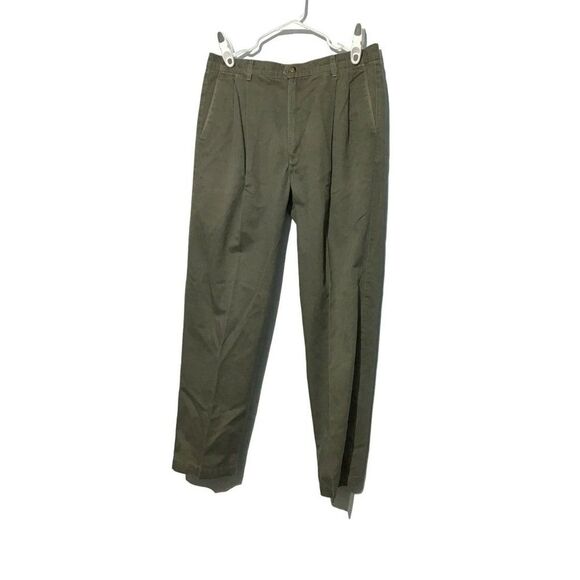 Dockers Women's Classic Fit Green Pleated Cotton Pants Size 12 - Picture 1 of 10